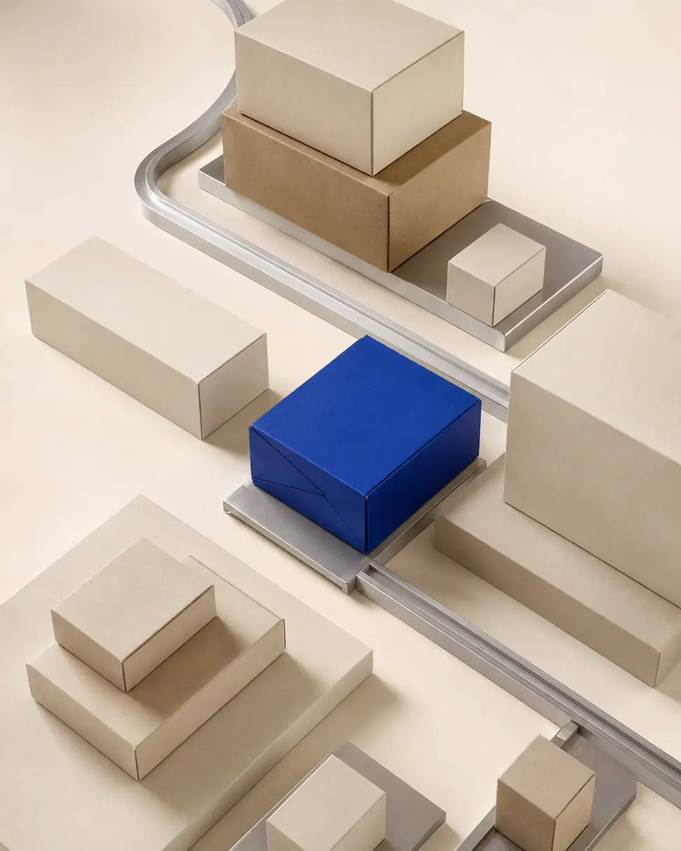 A modular still life illustrating a connected commerce system